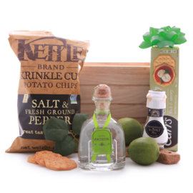 Patron Silver Tequila and Savory Treats Basket