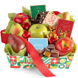 Festive Fruit and Treat Gift Basket